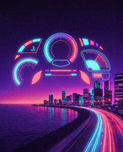 неоновая приборная панель как метафора интерфейса в ГТА 6