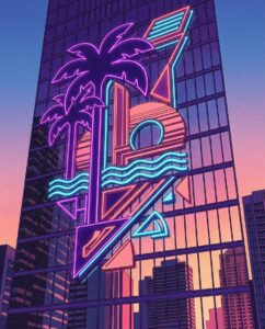 Неоновая вывеска финансовой компании в стиле High Life для ГТА 6