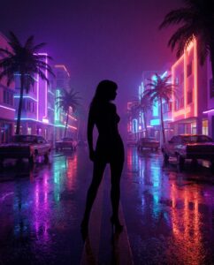 неоновая улица ночного города как фон для темы проституток в ГТА 6