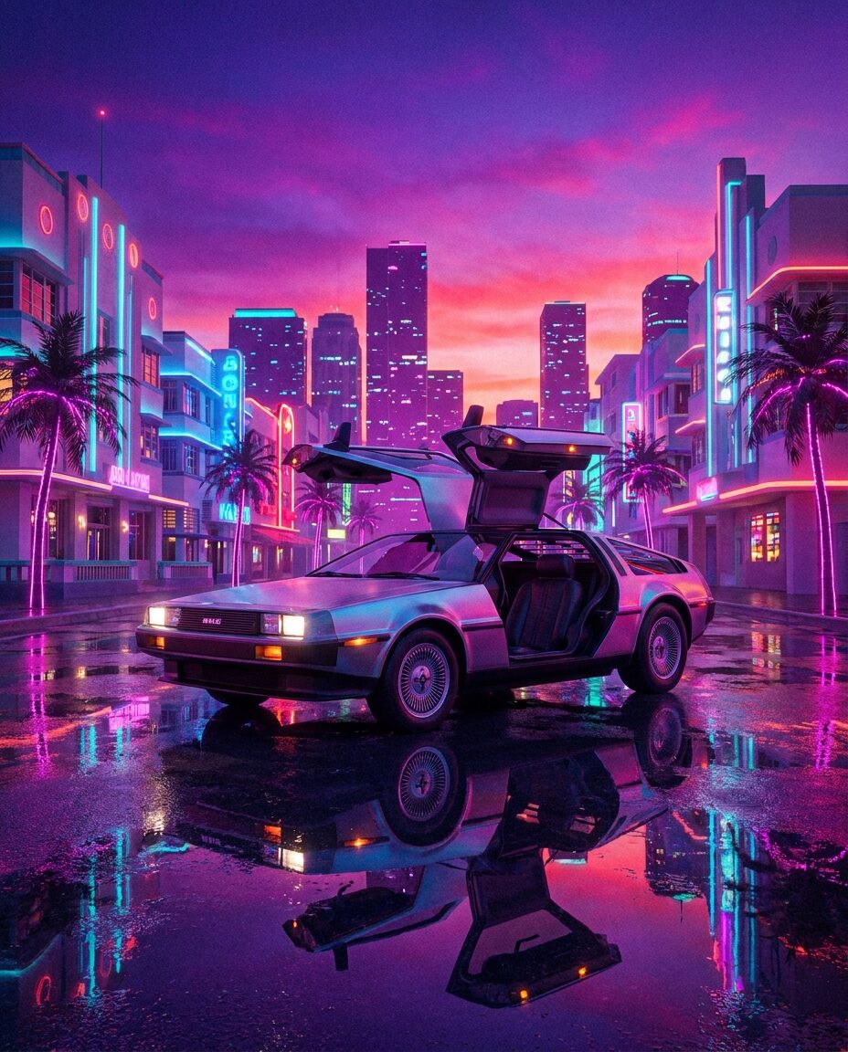 Неоновый ретро спорткар как символ ожиданий Deluxo в ГТА 6