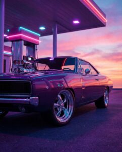 Неоновый маслкар с турбонаддувом как образ Sabre Turbo в ГТА 6