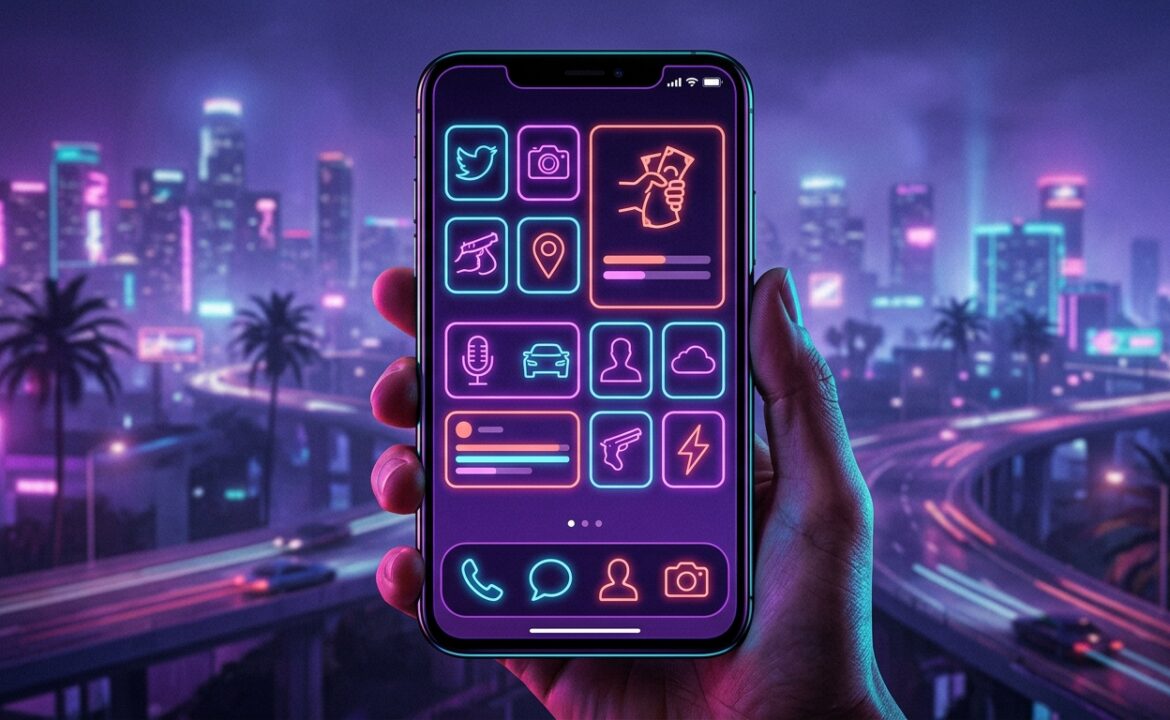 Телефон в ГТА 6: интерфейс, соцсети и приложения героев · концепт Vicemania