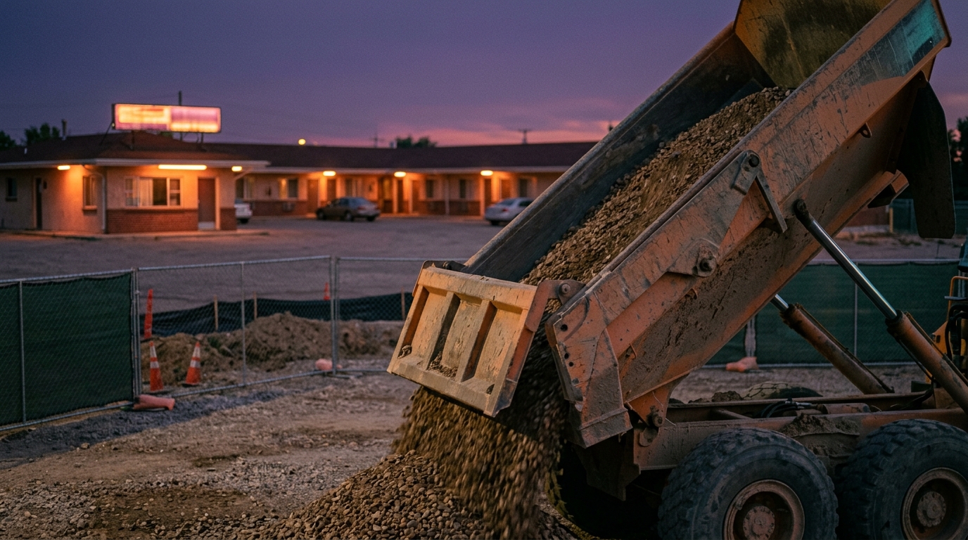Кузов самосвала Tipper с щебнем на условной стройке, деталь для раздела о ГТА 6