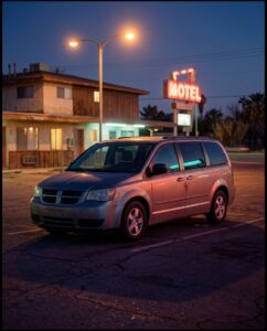 Семейный минивэн в неоновом стиле как образ Minivan в ГТА 6