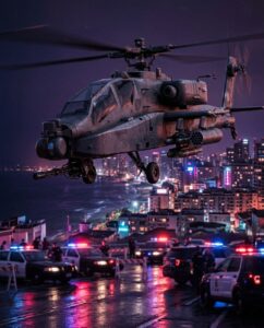 боевой вертолёт Savage в стиле ГТА 6 над неоновым побережьем